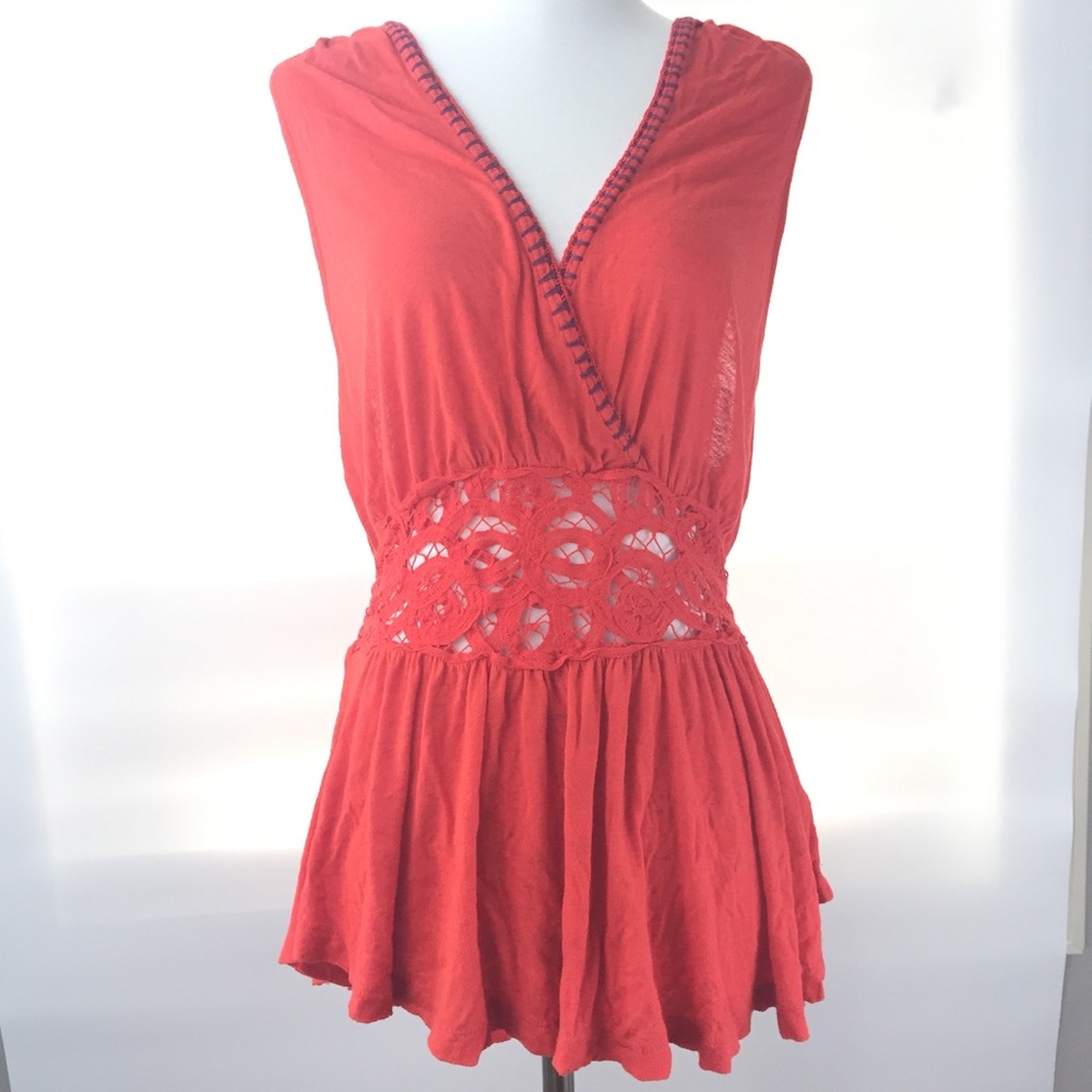 Free people orange sleeves top. NWT